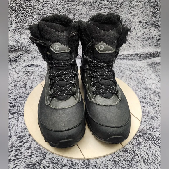 Merrell Winter Boots Womens Size 8 Black Snow Fleece Lined Insulated Waterproof - Picture 3 of 9